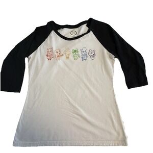 Nintendo Animal Crossing Raglan Tee White Black 3/4 Sleeve Women's Small